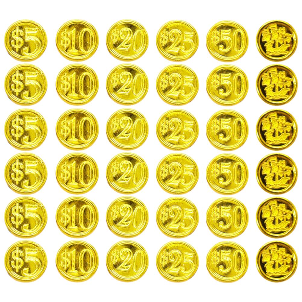 

48 шт. Монеты Пиратское золото Игрушка Многоразовый Игровой реквизит Корабль Профессиональная Вечеринка Компактная Подделка Игрушка золотистый