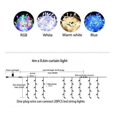 5M-40M LED Icicle String Lights Christmas Curtain Fairy Lights Garland Remote Outdoor For New Year Wedding Street Holiday Decor