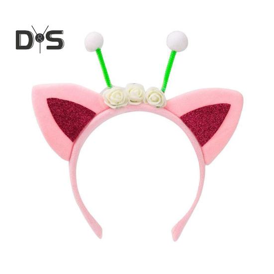 

Обруч для волос с кошачьими ушками, плюшевые блестки, украшение для кошачьей вечеринки, повязка на голову, принадлежности для дня рождения, универсальные аксессуары Pink