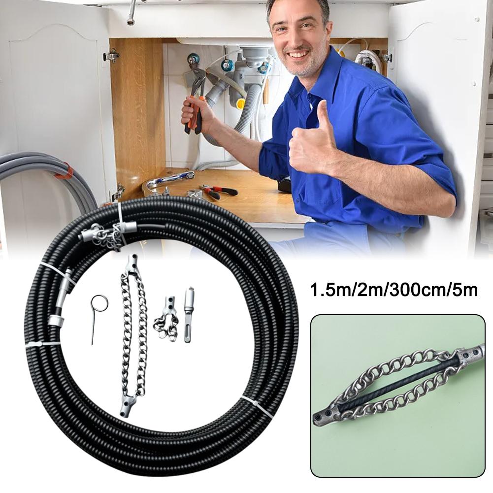 Electric Drill Drain Cleaner Machine 1-5 Meter with Extension Sewer Pipe Dredger Cleaning Spring Pipeline Dredging Tool