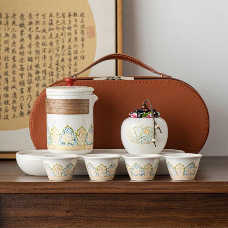Portable Travel Kung Fu Tea Set Creative Ceramic Quick Tea Set Chinese Office Teapot And Cup Set Light Luxury Friend Gifts