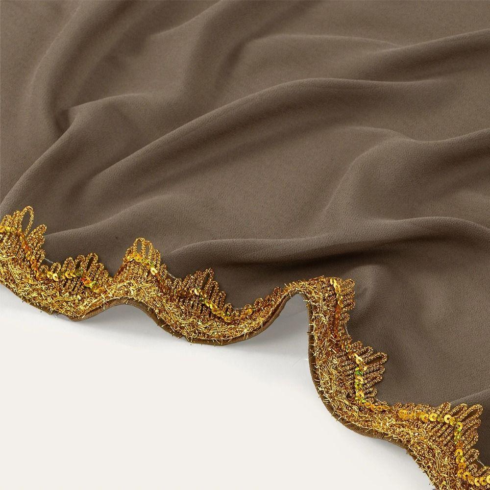 Silk Islamic Turban Long Sequin Wraps Shawl Elegant Women Headscarf  Ladies Turban