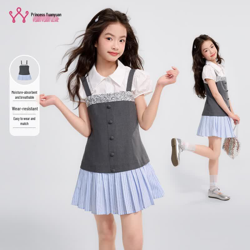 Girls  Academy Style Pleated Sundress 120