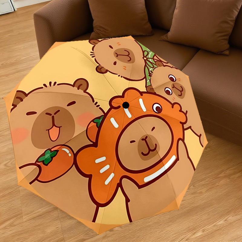 1P Capibala Umbrella-8-Rib Reinforced, Automatic Open, Lightweight & Durable, Cute Fashion Accessory for Outdoor-Q203