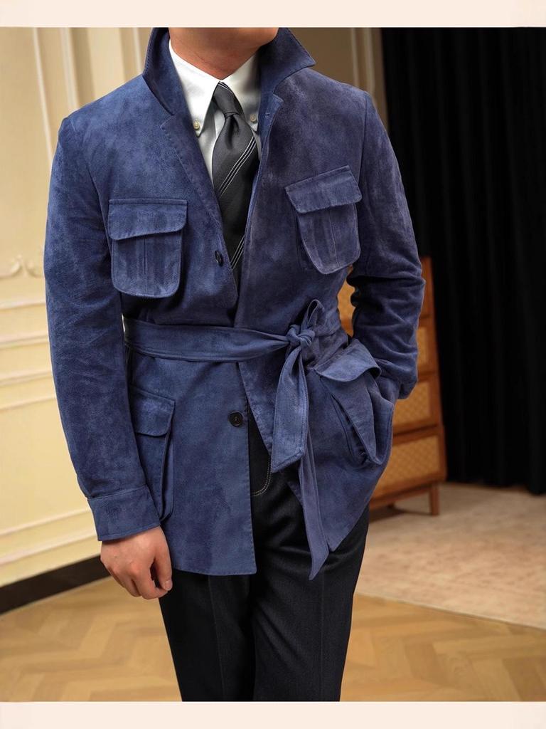 Ruishen Italian Retro Suede Plush Jacket - Autumn/Winter Casual Business Outerwear