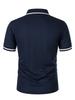 Men's casual fashion solid color short sleeve top lapel men's short sleeve T-shirt Casual fashion solid color top short sleeve