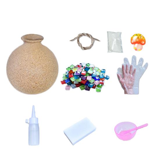 1 Set Handmade Mosaic Vase Kit with Wooden Vase Mosaic Tiles Tools Kids Adults Beginner Handcrafted
