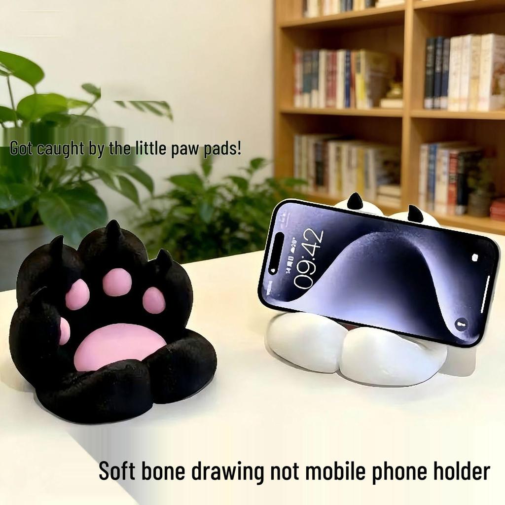 Adorable Cat Paw Phone Holder - Cartoon Desktop Ornament & Dorm Binge-Watching Gift
