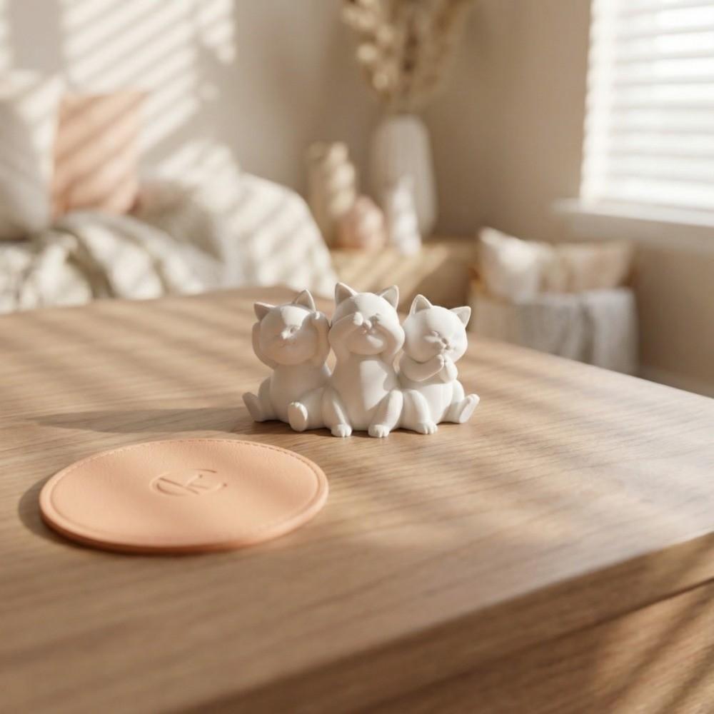 3D Printed Desktop Cat Decorations Creative Cat Ornament Simple Three Cat Statues  Gift