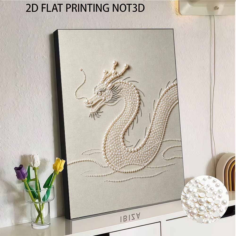 DIY Pearl Diamond Art Painting Kits for Adults and Beginners, Majestic Dragon Sparkling Painting Craft Home Wall Decor Handmade Gift