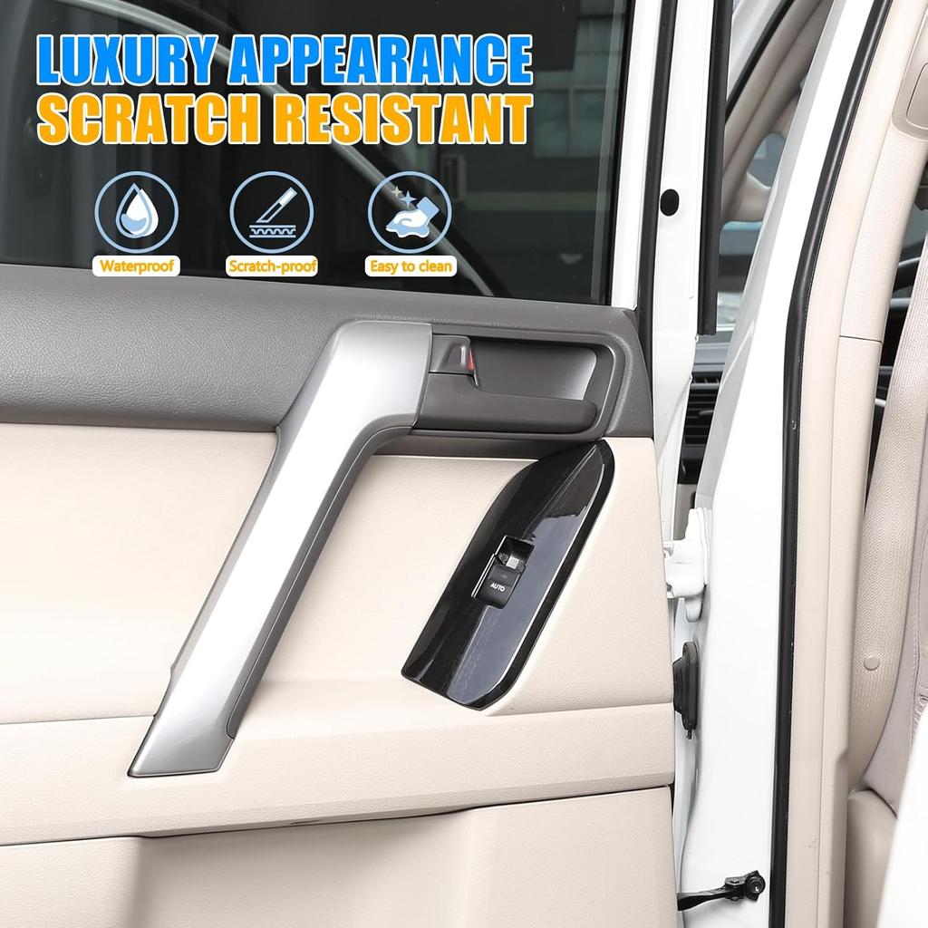 LLKUANG Window Lift Switch Button Frame Cover Trim Compatible with Toyota Land Cruiser Prado FJ150 LC150 150 2010-2018,Car Door Window Glass Lift