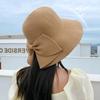 Frauen Sommer Zurück Bowknot Dekor Sonnenhut Breite Krempe Runde Kuppel Atmungsaktive Einstellbare Anti-UV Strand Stroh Hut