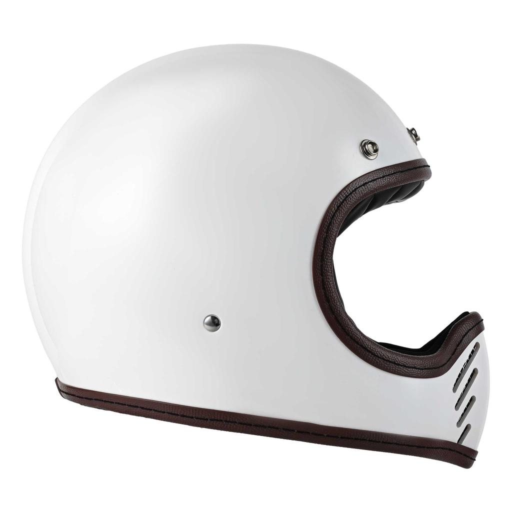 RIDEZ VMX PSC SG Full Face Motorcycle Vintage Motocross TRIPLE CROSS Helmet, Off-Road, White, W-L