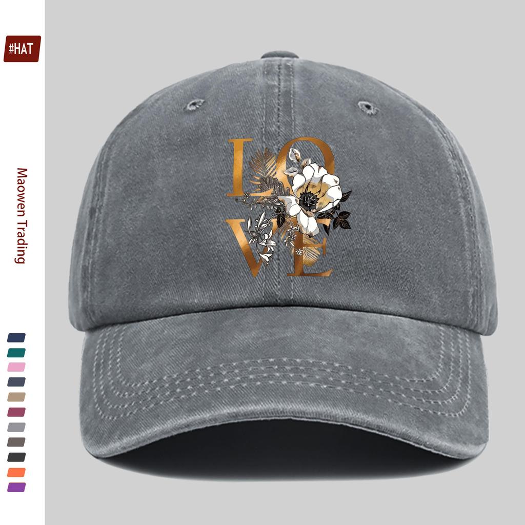 Pc Pcs Adjustable Trucker Baseball Cap with LOVE Print  Watercolor Floral Design  Lightweight Suitable for Men  Women Mult