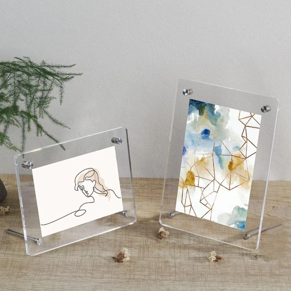Nordic Style Transparent Photo Frames Horizontal Photo Card Stand  Home Decoration