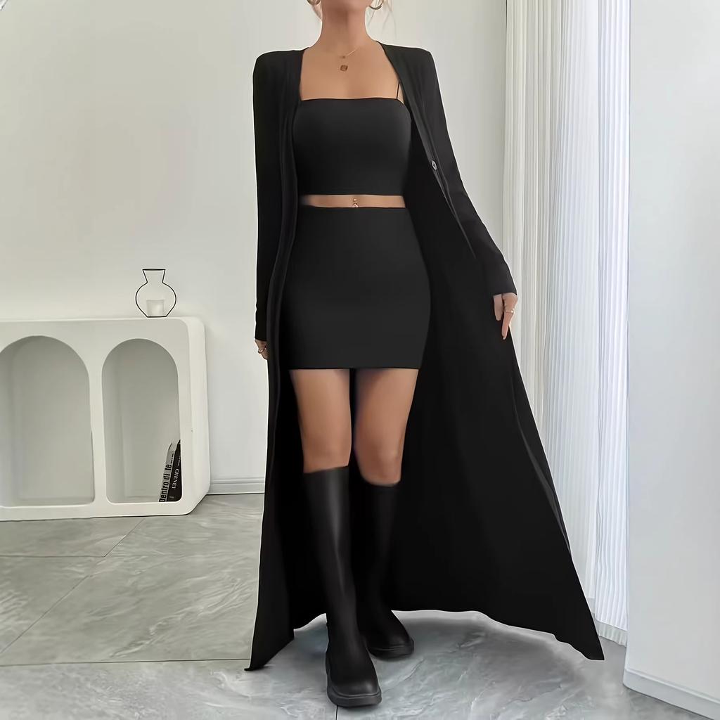 Women's Open Front Long Sleeve Cardigan Loose Fit Casual Solid Long Coat