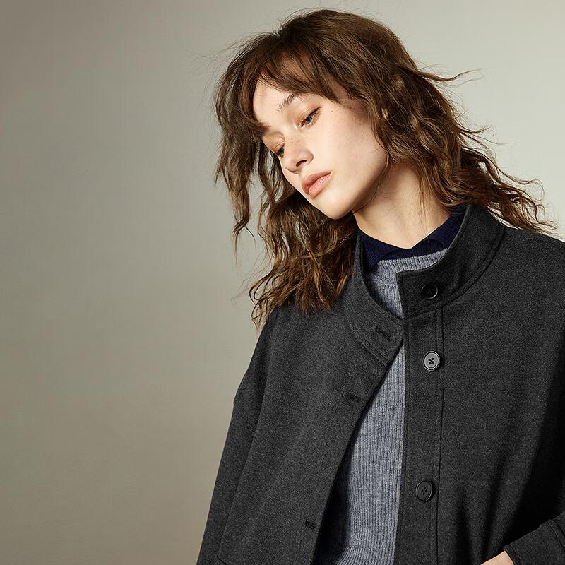 Chuyu Women's 2025 Winter Stand Collar Wool Blend Loose Jacket