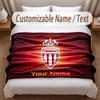 Monaco FC Printed Flannel Blanket Custom Name Text Soft Warm Throw For Bedroom Holiday Gift