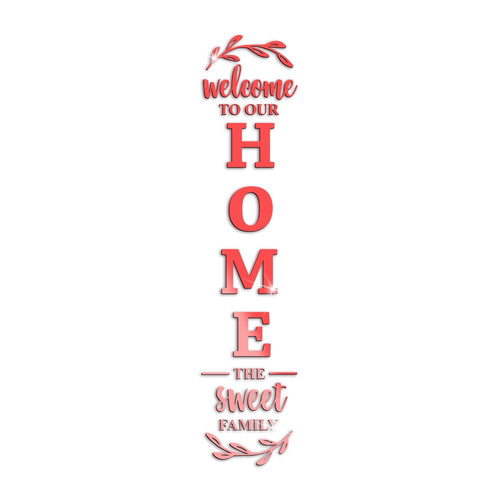 English Letters 3D Mirror Wall Sticker, Self-Adhesive Acrylic Decal, Welcome To Our Home The Sweet Family Combination Home Decor