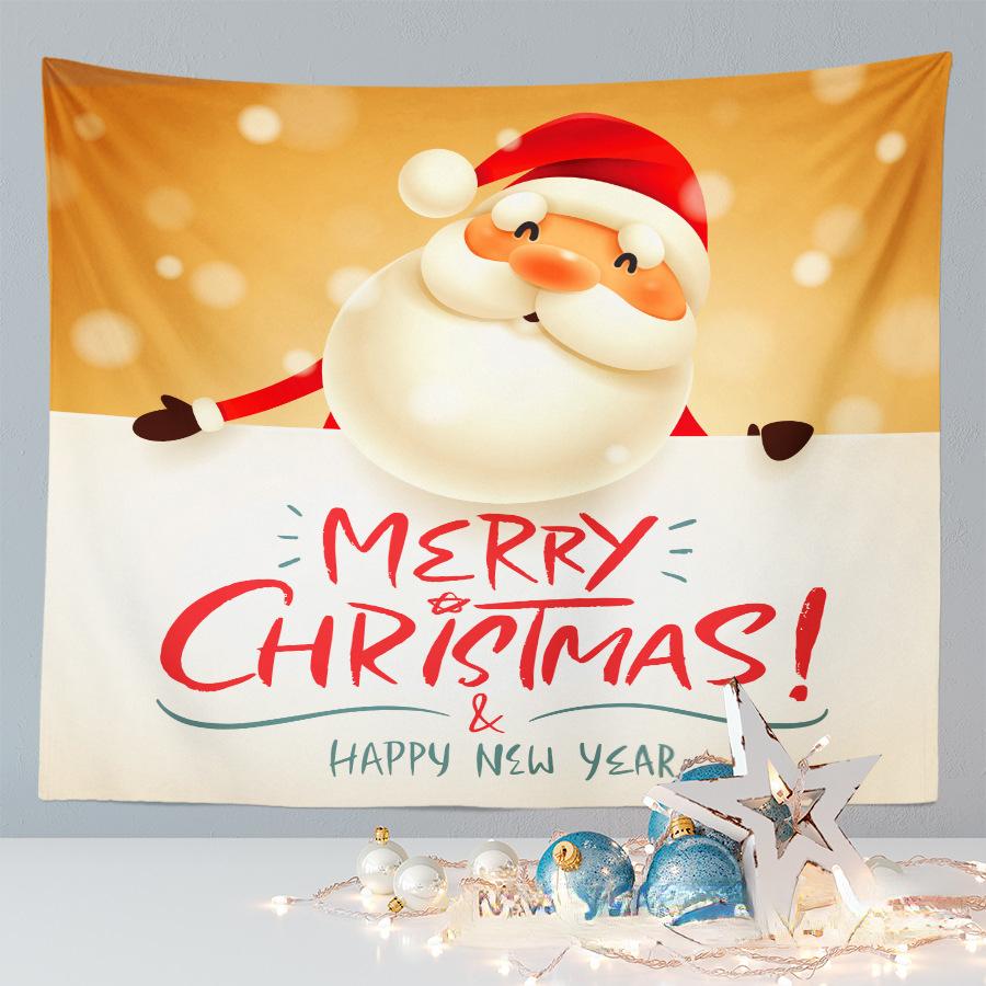 Merry Christmas Cute Santa Claus Tapestry Large Fabric Wall Tapestry Home Living Room Bedroom Background Decor Beach Blanket