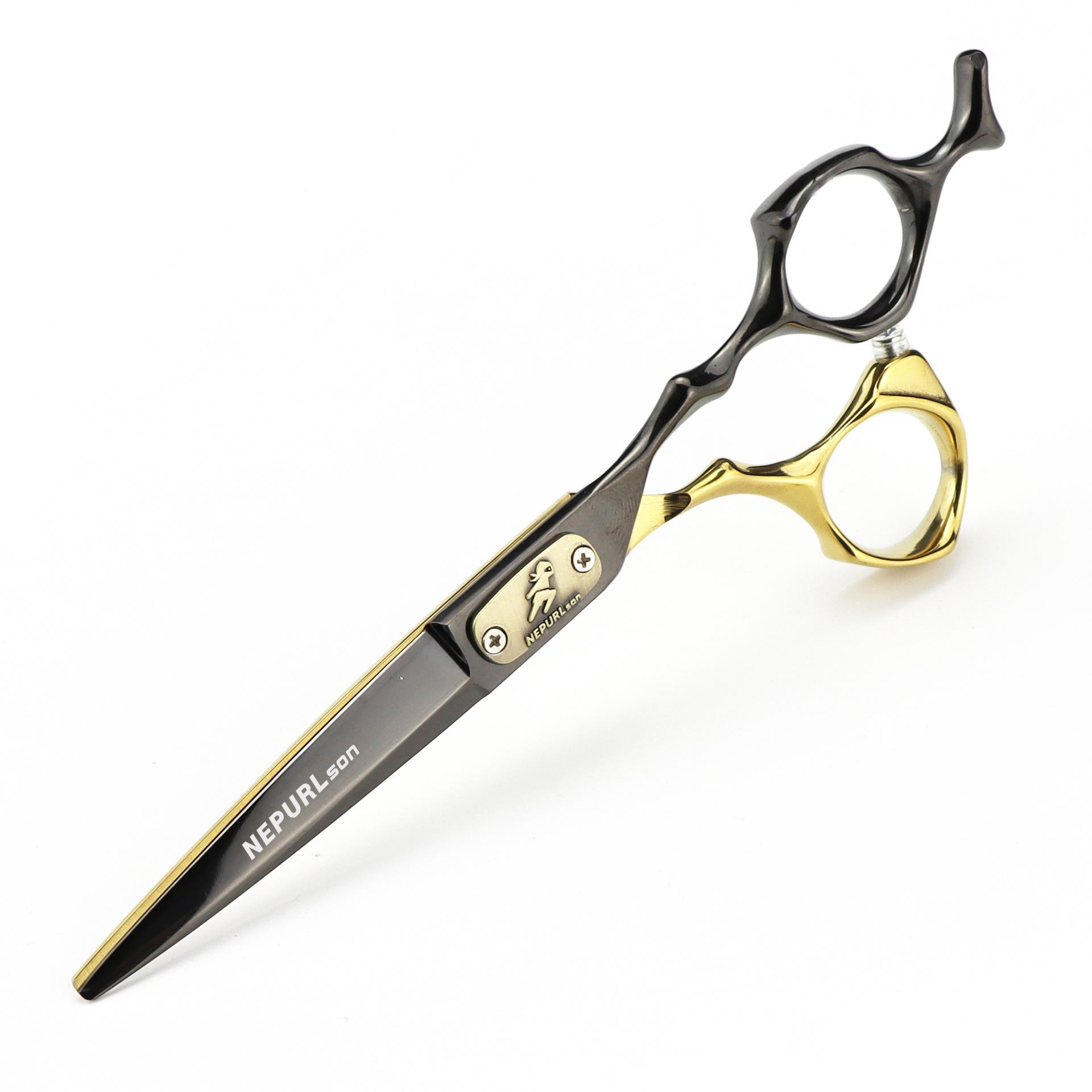 Fcg-25 Black, Gold Cover, Neptune Hair Scissors, Straight Scissors, Thin Scissors, Special Foreign Trade Explosion For Hair Salons fcg-18 gold 6.0inch flat scissors