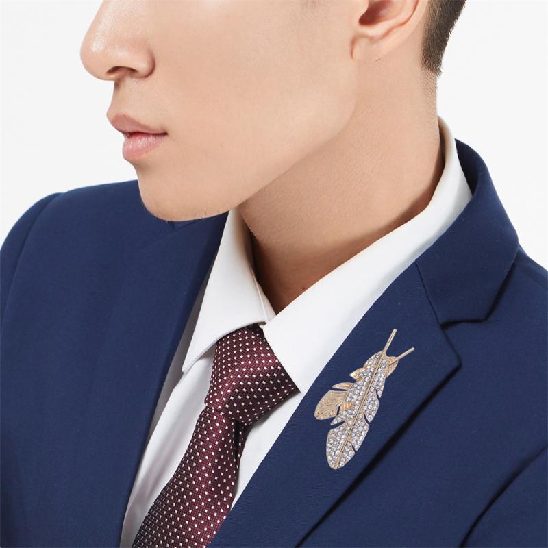 Temperament Elegant Full Hollow Feather Brooches For Women Men Brooch Suit Lapel Pin Jewelry Accessories Gift