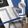 Abstract Geometry Squares Modern Art Blue Sheer Curtains for Living Room Decoration Window Curtains Kitchen Tulle Voile Curtains