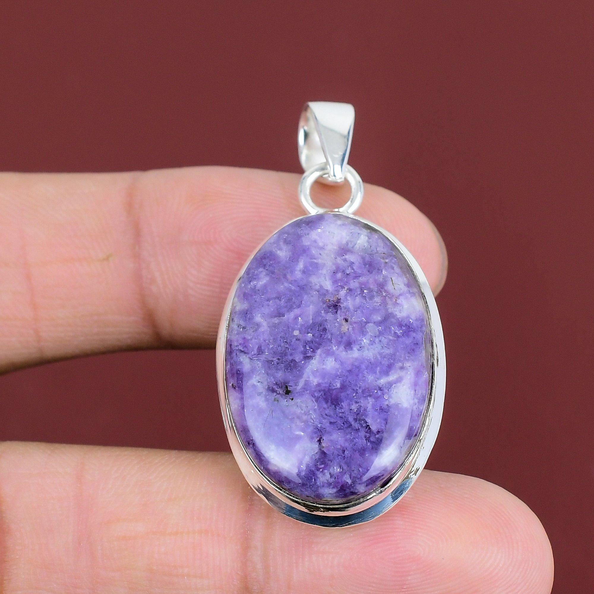 Lepidolite Pendant Natural Gemstone Pendant Amazing Jewelry 925 Sterling Silver Pendant Lepidolite Jewelry Gifts For Friend Handmade Pendant
