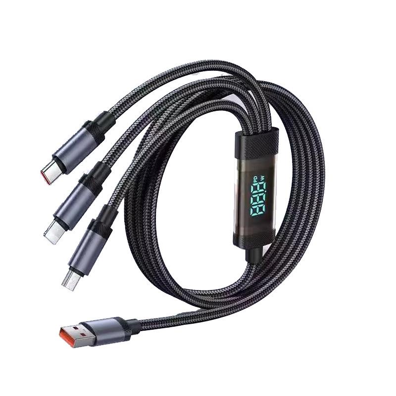 6A 240W Three-in-One Super Fast Charging Cable for Huawei, Honor, Vivo, Xiaomi, OP, Android
