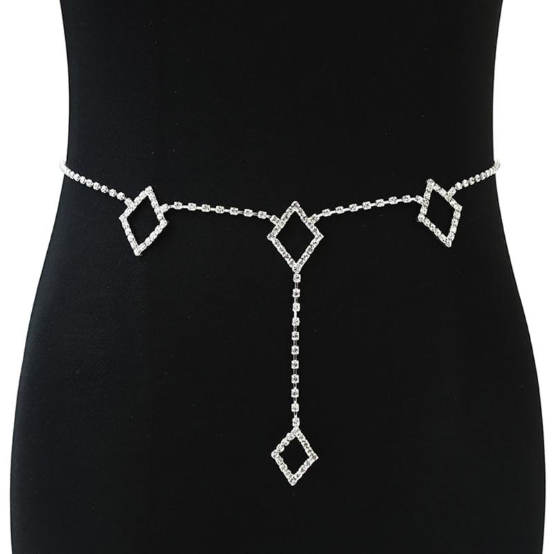 Delicate Rhinestone Dangle Waist Chain Alloy Shinning Body Chains Summer Body Jewelry Accessories for Women and Girls