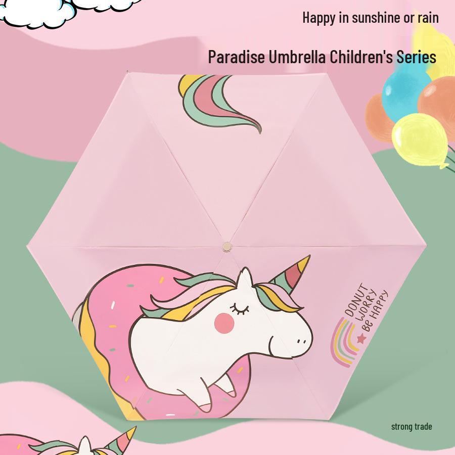Children's Cartoon Folding Umbrella - Lightweight, Sun Protection, Dual-Use for Rain or Shine, Ideal for Elementary Boys and Girls