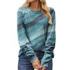 Long Sleeve Print Pullover Top Blouse Casual Round Neck Women Fashion