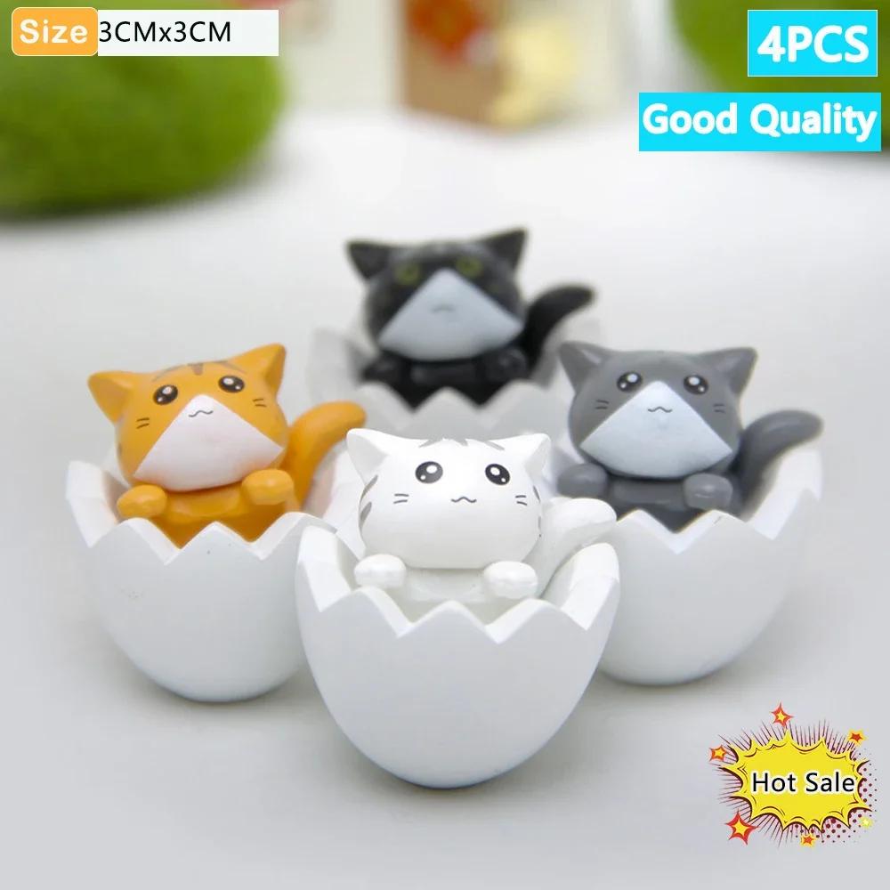 Kawaii 1-4 Stück Mini Katze Ornament Garten Kätzchen Statue Heimdeko Geschenk Kinder Kinder Babyzimmer Dekoration Spielzeug Miniaturfiguren