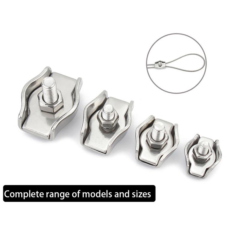 2PCS 304 Stainless Steel Wire Rope Clamp Single/Double Clamp Wire Rope Cable Clamp Size M2-M8 DJ-M2-2PCS