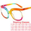Classic Vintage Square Reading Glasses Women Oversized Half Frame Rainbow Presbyopia Eyewear Clear Large Eyeglasses