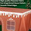 Gingerbread House Christmas Tablecloth Reusable Washable Gingerbread Playhouse Table Cover with Playful Cut-Out Windows for Dining Room Kitchen Party