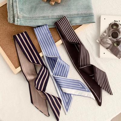 Spring Long Hair Strip Striped Bag Strap Fashion Decorative Belt  Lady Hair Tie