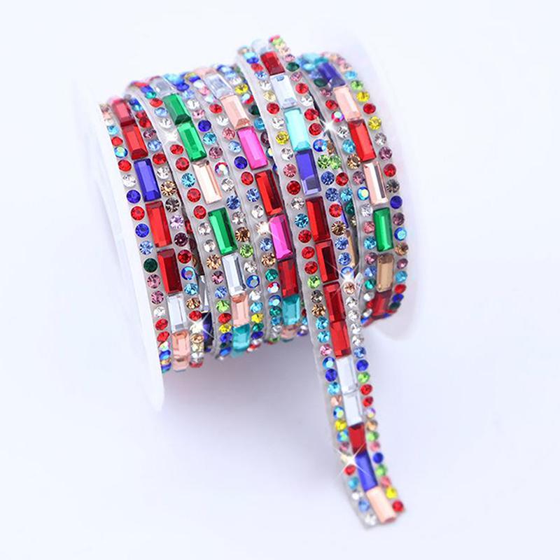 Strass-Streifen Bunt Glänzend Selbstklebend Kristall-Borte für DIY Schuhkante Taschengurt Dekorationszubehör