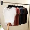 T-shirt Manches Courtes Col en V pour Femme Coupe Surdimensionnée Décontracté Modal Doux Extensible Couleur Unie Été Commuter Basique Quotidien