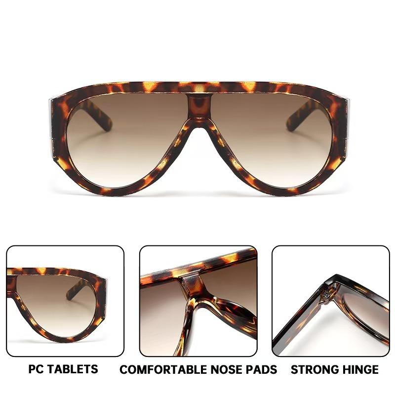 New Integrated Large Frame Oval Sunglasses Retro Brand Designer Double Bridge Glasses Fashion Women'S Sunshade Eyeglasses