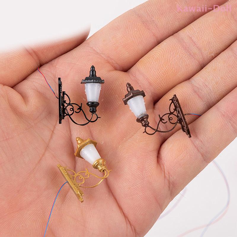 1Pcs DIY Micro LED Lamppost Wall Light Model 1:87 Miniature Landscape Architectural Layout Street Vintage For Railway
