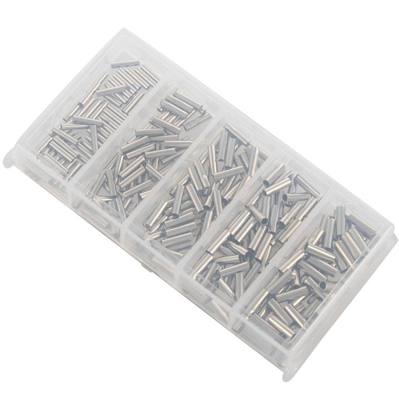 250Pcs/Set Single Barrel Crimping Sleeve Fishing Line Wire Leader Copper Tube Connector Fishing Accessories Line Tube