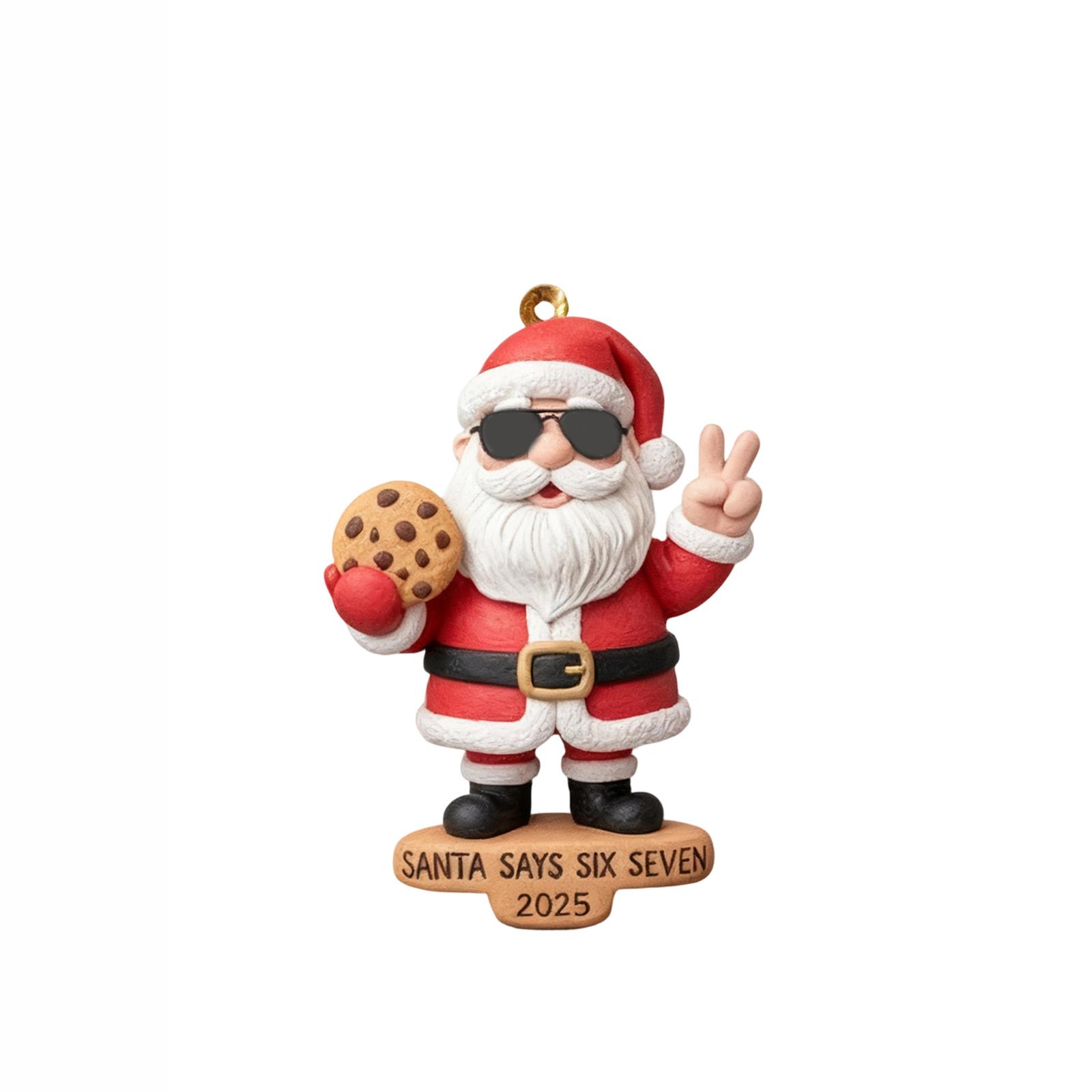 

2D Santa Says Six Seven Acrylic Christmas Ornaments Fun Decorations One Size