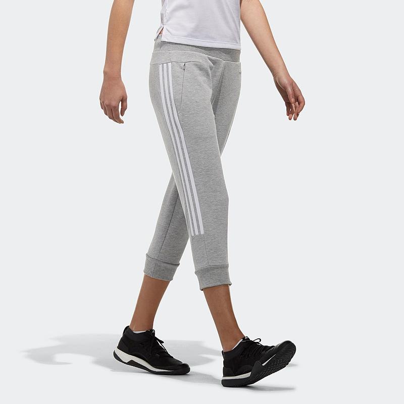 Adidas Side Stripe Drawstring Slim Fit Seven-Point Sports Pants Women Pants Medium-Grey DT2514