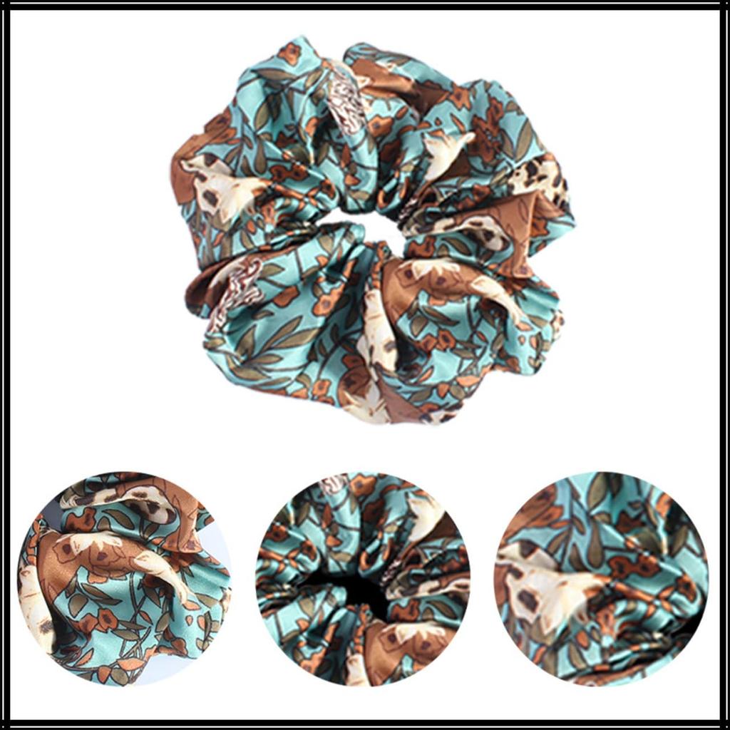 WHITE FANG Scrunchie Hair Hair Floral Stylish and Cute for AZ565 Accessory, Tie, Satin, Women, (Gray Pink)