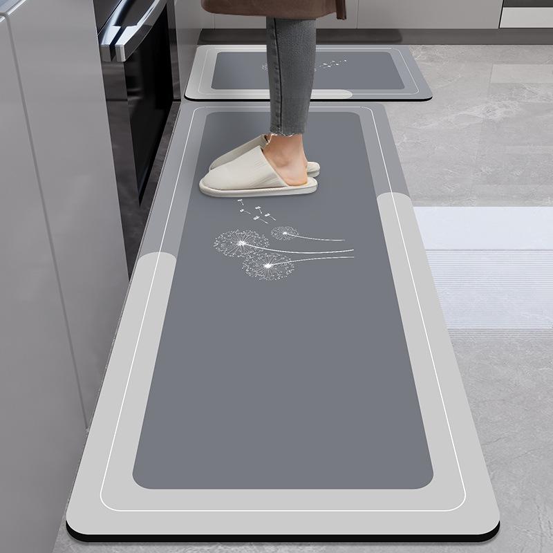 Marble Pattern Kitchen Anti-Oil Diatom Mud Mat: Water-Absorbing, Quick-Drying, Non-Slip, Easy-Care.