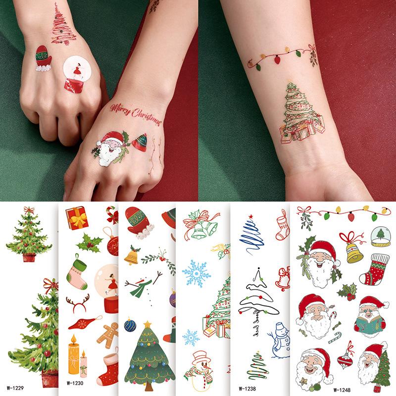 Cartoon Tattoo Sticker Waterproof Christmas Luminous Tattoo Sticker Cute Temporary Tattoo