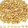 SUNNYCLUE 1 Box 300Pcs 2 Sizes Gold Tila Beads Bulk Two Hole Seed Beads Half Cut 5mm 1/2 Tila Bead Spacers Glass Mini Rectangle Flat Square Seed
