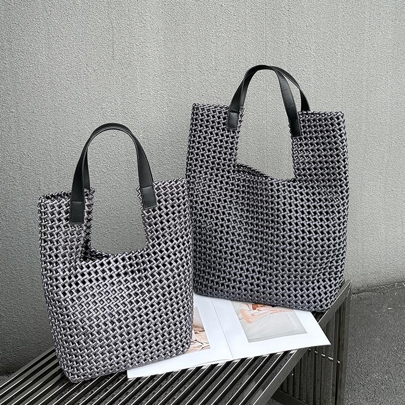 Luxury Silk Satin Tote with Windmill Knot Design - Handwoven, Hollow Niche, Large Capacity, Mother-Child Bag Available