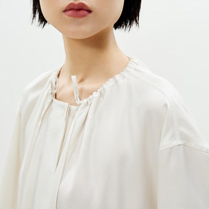 Women's Loose Fit Tie-Neck Long Sleeve Shirt